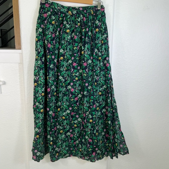 J. Crew Green Pleated Voile  Maxi Skirt Resort Wear - Picture 2 of 6